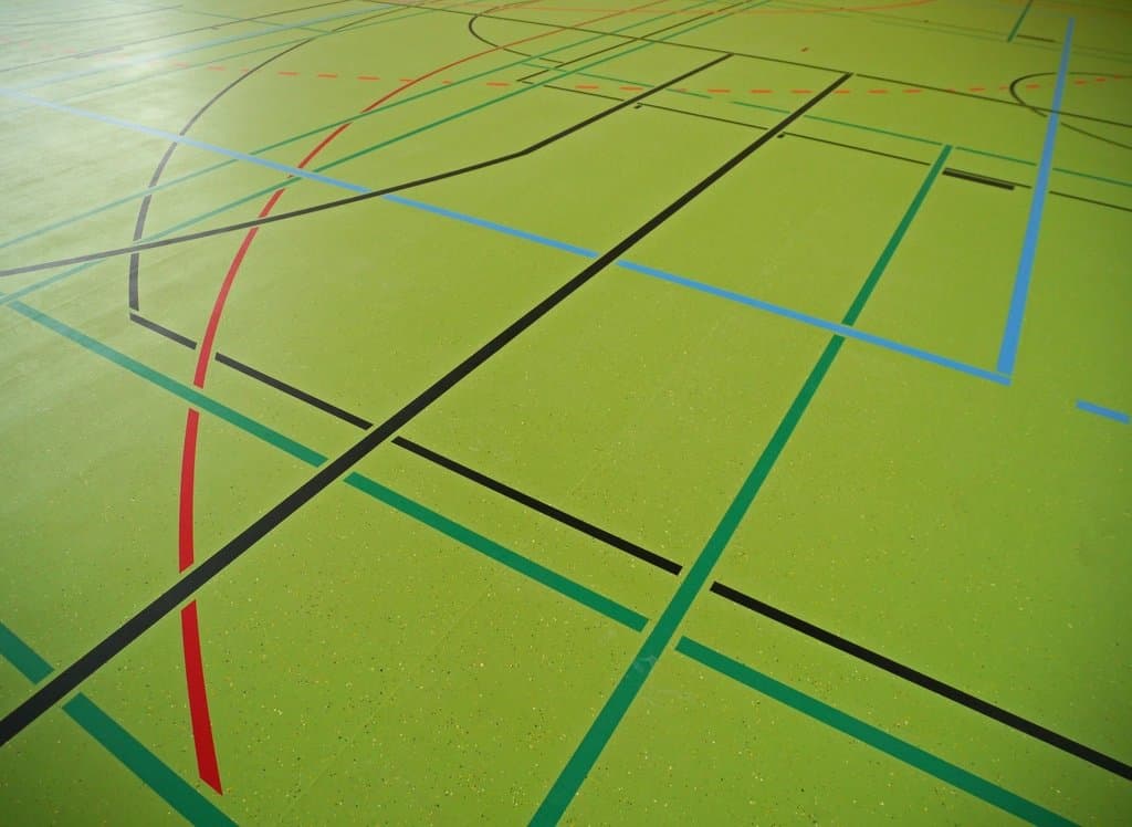 Indoor sports hall court markings
